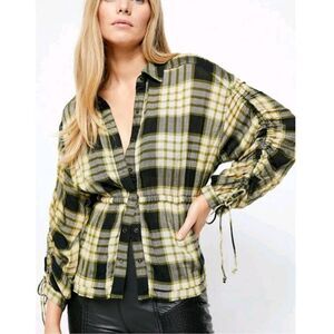Free People Pacific Dawn Plaid button down top size X-small